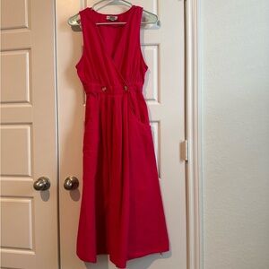 Hot Pink 90’s Vintage Cotton Sleeveless Wrap Dress Size 2